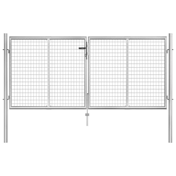 vidaXL Trädgårdsgrind galvaniserat stål 306x100 cm silver Silver