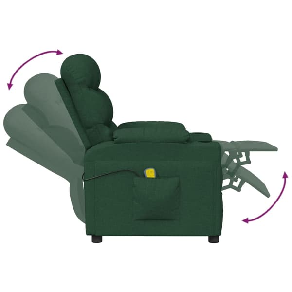 vidaXL Massagefåtölj mörkgrön tyg Grön