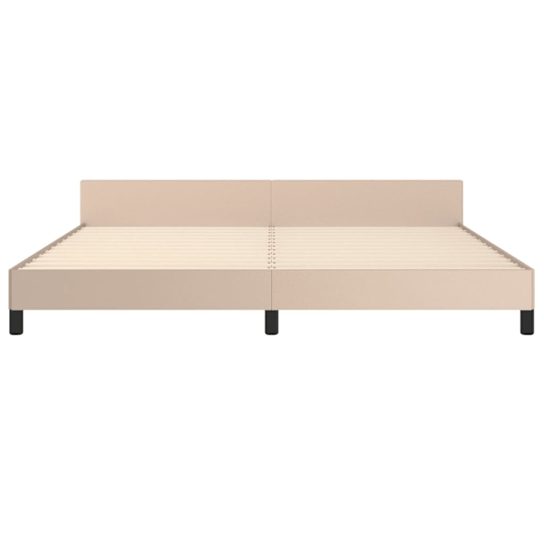 vidaXL Sängram med huvudgavel cappuccino 200x200 cm konstläder Brun