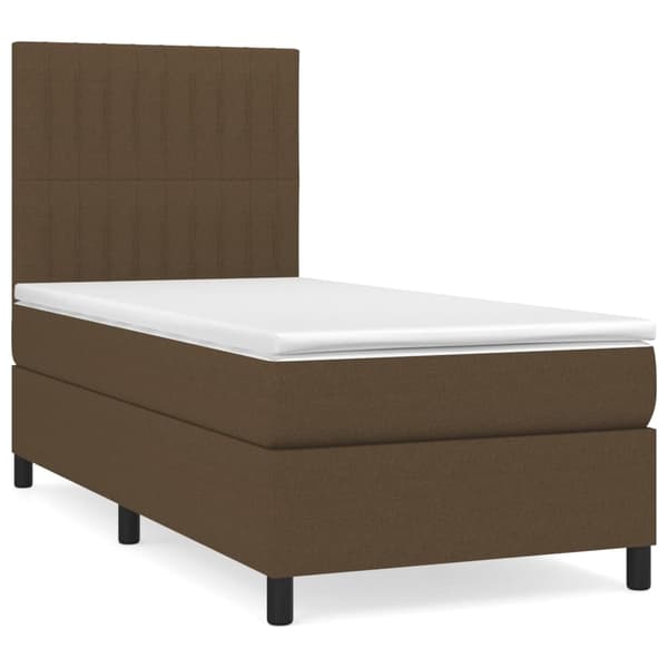vidaXL Ramsäng med madrass mörkbrun 90x200 cm tyg Brun