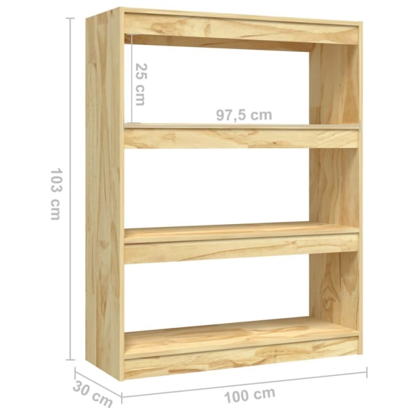 vidaXL Bokhylla/rumsavdelare 100x30x103 cm furu Brun