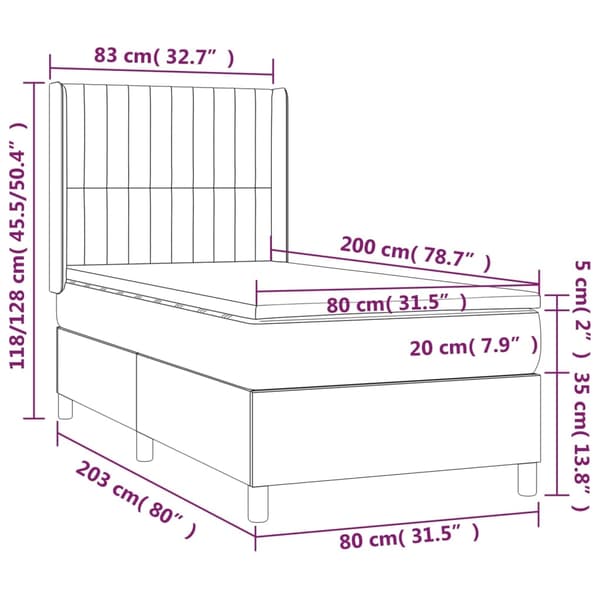 vidaXL Ramsäng med madrass ljusgrå 80x200 cm tyg Grå