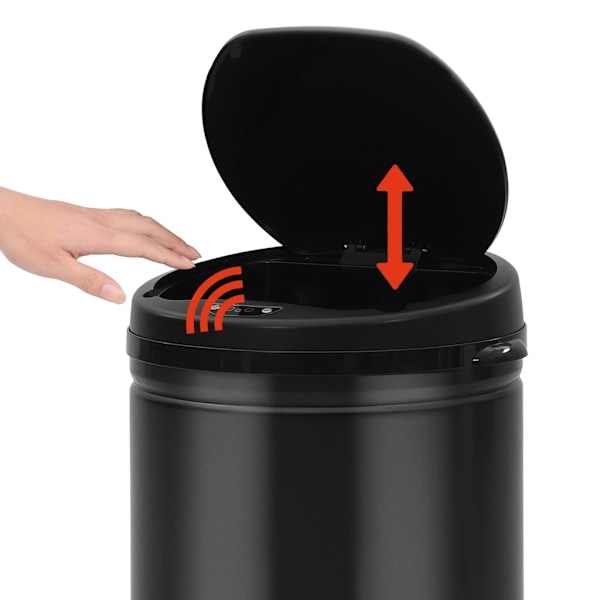 vidaXL Soptunna med automatisk sensor 30 L kolstål svart Svart