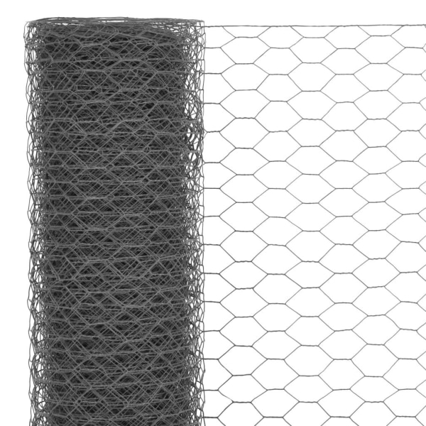 vidaXL Hönsnät stål med PVC-beläggning 25x0,75 m grå grå