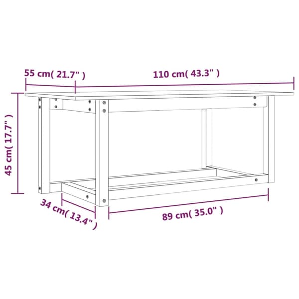 vidaXL Soffbord grå 110x55x45 cm massiv furu Grå