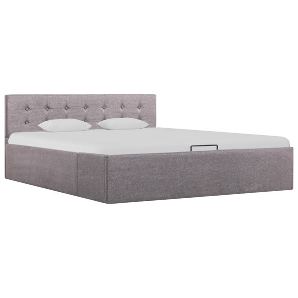 vidaXL Sängram med hydraulisk förvaring taupe tyg 140x200 cm Taupe