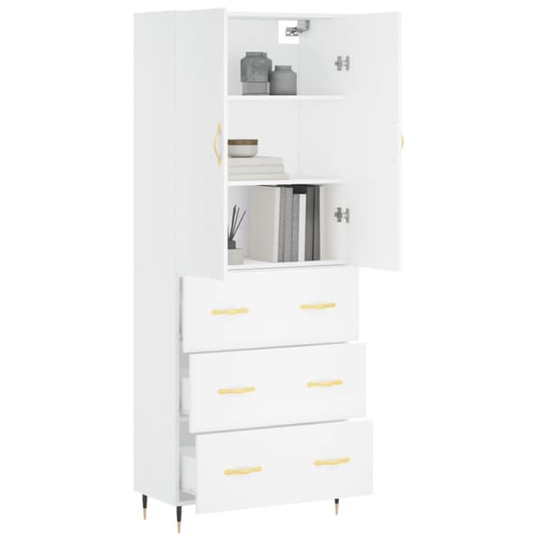 vidaXL Högskåp vit 69,5x34x180 cm konstruerat trä Vit