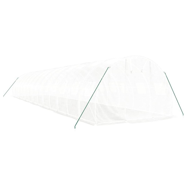 vidaXL Växthus med stålram vit 42 m² 14x3x2 m Vit