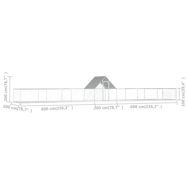 vidaXL Hönsbur 14x2x2 m galvaniserat stål Silver