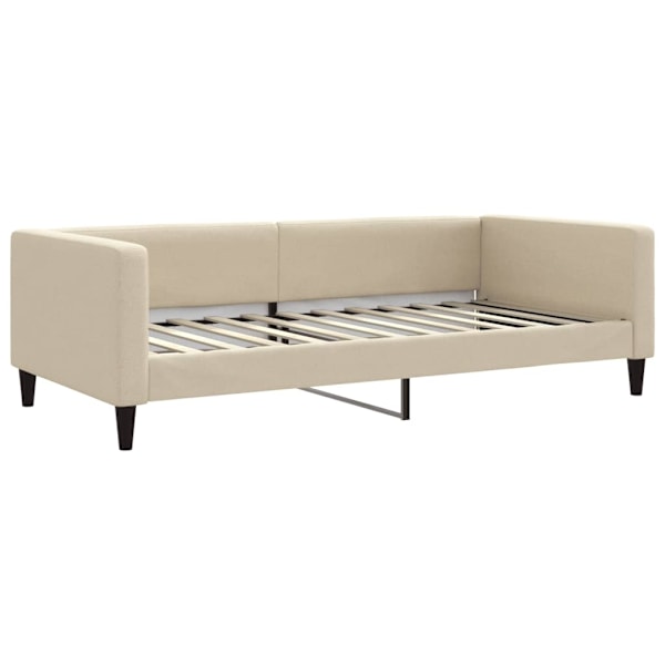 vidaXL Dagbädd med extrabädd och madrasser gräddvit 100x200 cm tyg Kräm