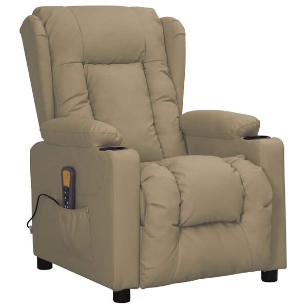 vidaXL Massagefåtölj cappuccino konstläder Brun