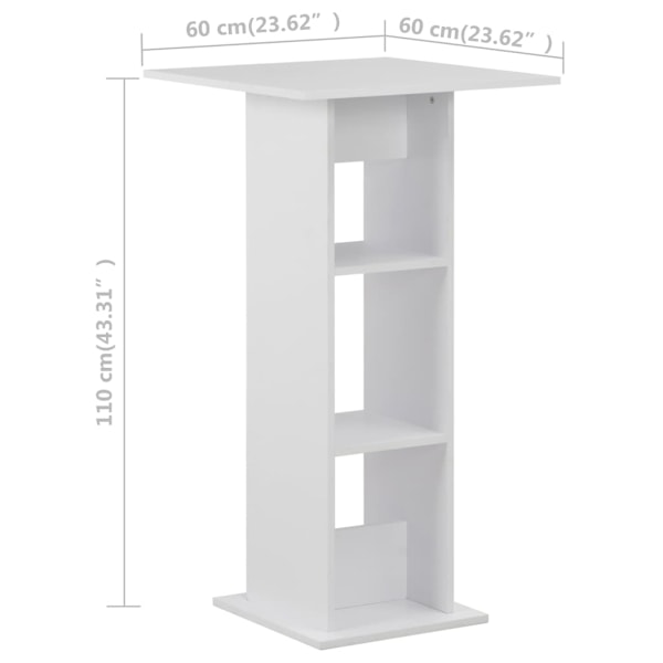 vidaXL Barbord vit 60x60x110 cm Vit