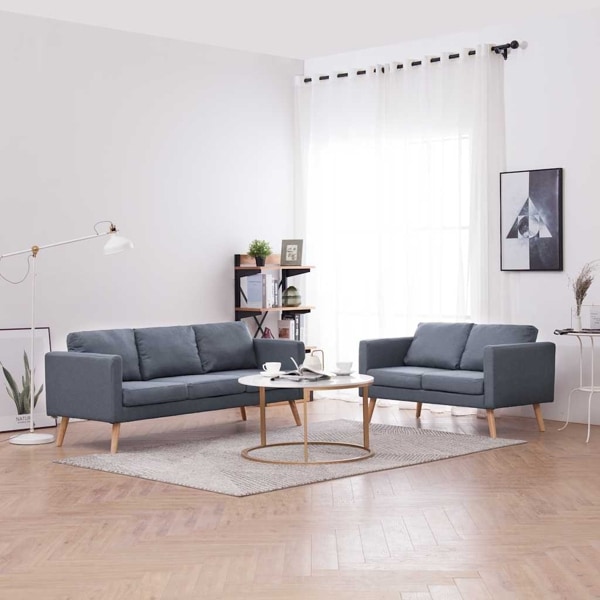vidaXL Soffor i tyg 2+3-sitsig mörkgrå 2 stycken grå