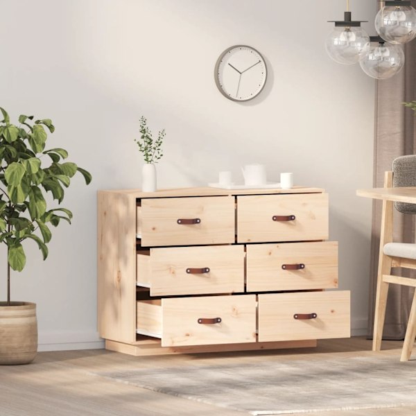 vidaXL Byrå 100x40x75 cm massiv furu Brun