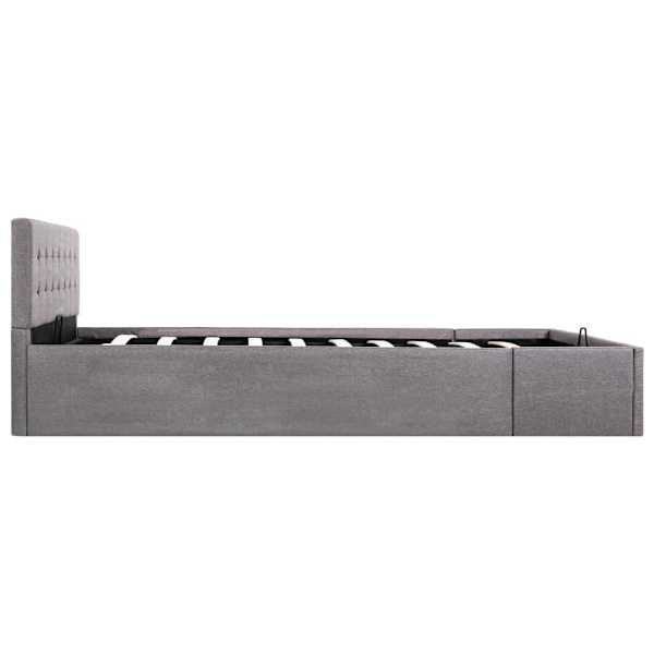 vidaXL Sängram med hydraulisk förvaring taupe tyg 140x200 cm Taupe