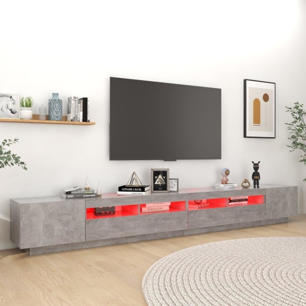 vidaXL TV-bänk med LED-belysning betonggrå 300x35x40 cm grå