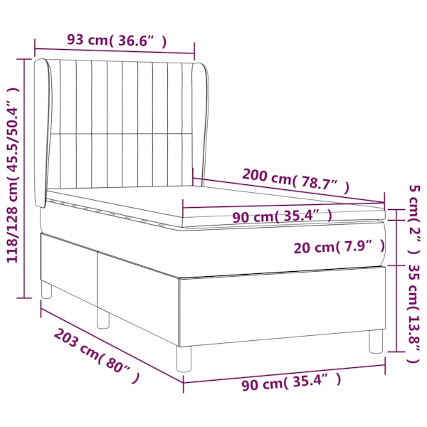 vidaXL Ramsäng med madrass taupe 90x200 cm tyg Taupe