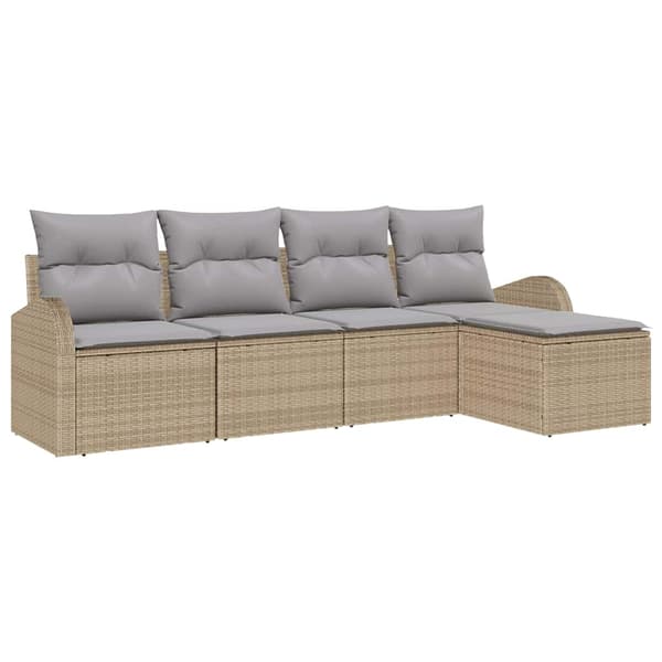 vidaXL Trädgårdsoffset 5 st Beige konstrotting Beige