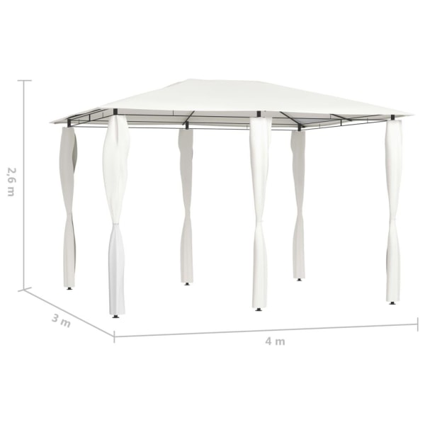 vidaXL Paviljong med stolpar 3x4x2,6 m gräddvit 160 g/m² Creme