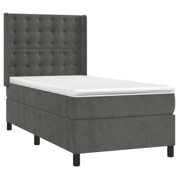 vidaXL Ramsäng med madrass mörkgrå 80x200 cm sammet Grå