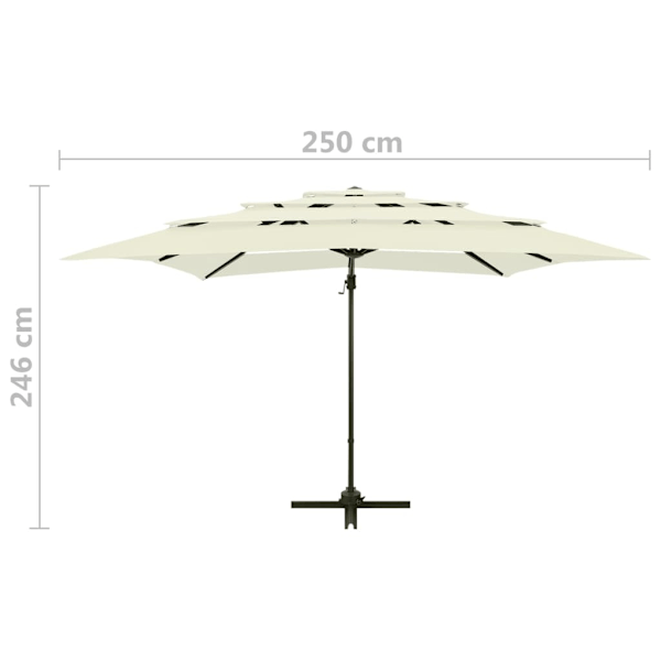 vidaXL Trädgårdsparasoll med ventilation och stång sand 250x250 cm Beige
