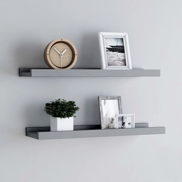 vidaXL Tavellist 2 st grå 60x9x3 cm MDF grå