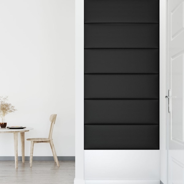 vidaXL Väggpaneler 12 st svart 90x30 cm konstläder 3,24 m² Svart