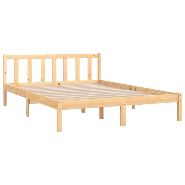 vidaXL Sängram massiv furu 150x200 cm Brun