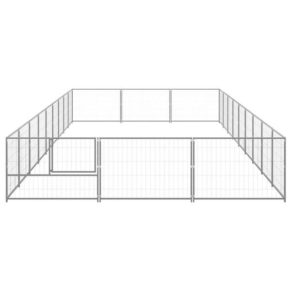 vidaXL Hundgård silver 27 m² stål Silver
