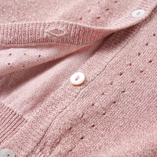 vidaXL Stickad kofta för barn mjuk rosa 116 Rosa
