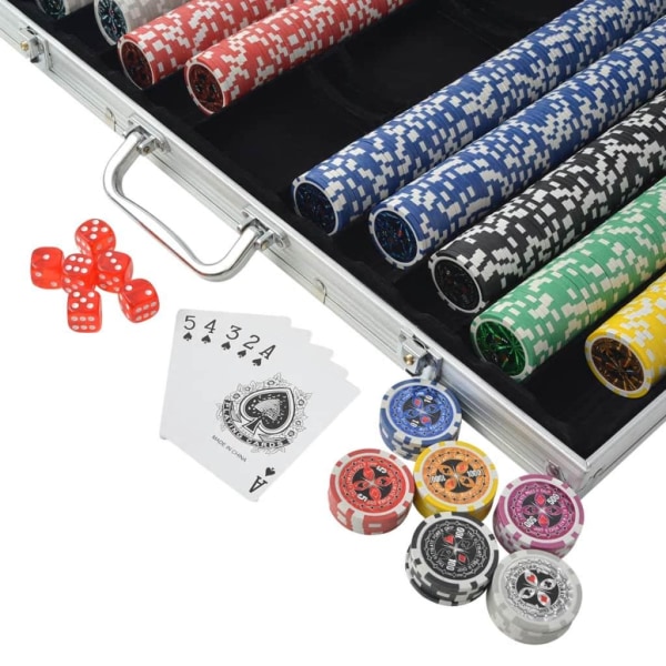 vidaXL Pokerset med 1000 laser-marker aluminium Flerfärgsdesign