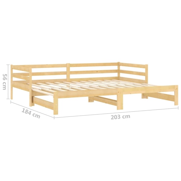 vidaXL Dagbädd utdragbar 2x(90x200) cm massiv furu Brun