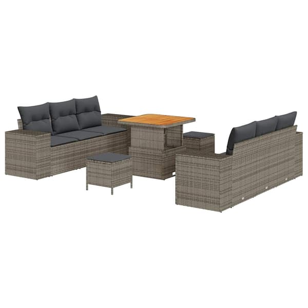 vidaXL Trädgårdsoffset med kudde Grå 221 x 204 x 85 cm Poly Rattan Grå
