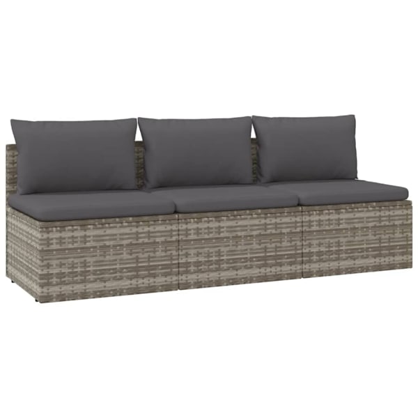 vidaXL Loungesoffa 3-sits med dynor grå konstrotting Grå