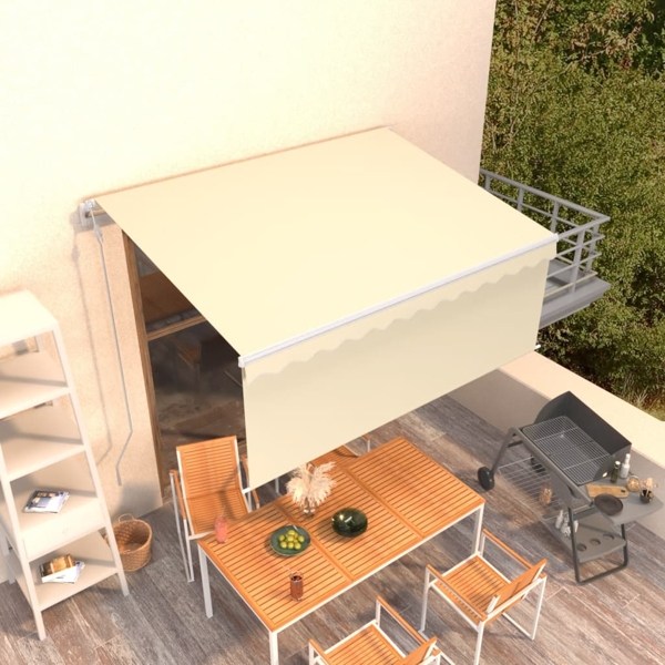 vidaXL Automatisk infällbar markis med rullgardin 3,5x2,5 m gräddvit Creme