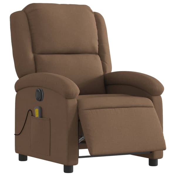 vidaXL Elektrisk massagefåtölj brun tyg Brun