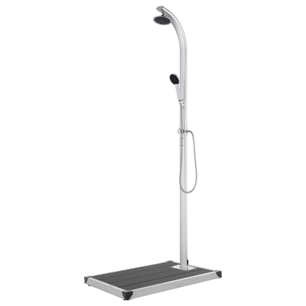 vidaXL Trädgårdsdusch med grått golv 220 cm aluminium Grå