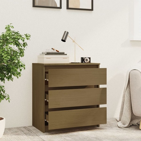 vidaXL Sängbord honungsbrun 60x36x64 cm massiv furu Brun