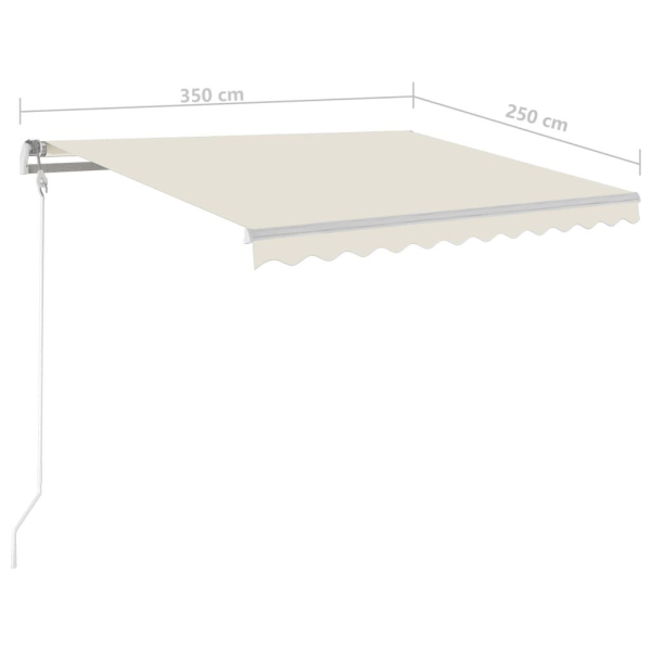 vidaXL Markis med stolpar manuellt infällbar 3,5x2,5 m gräddvit Creme