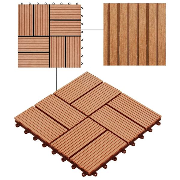 vidaXL Trall 22 st 30x30 cm 2 kvm WPC teakfärg Brun
