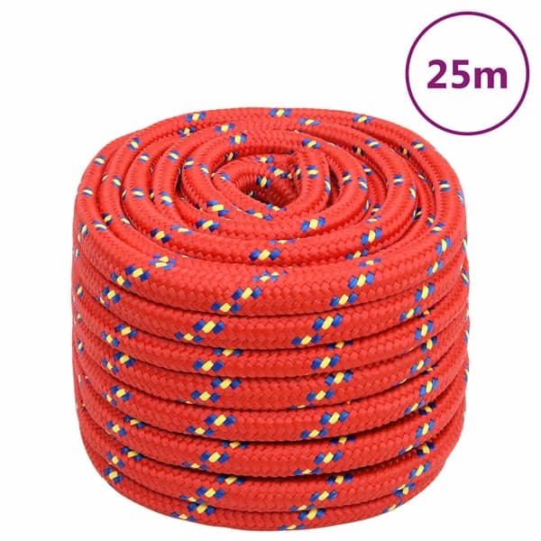 vidaXL Båtlina röd 20 mm 25 m polypropen Röd