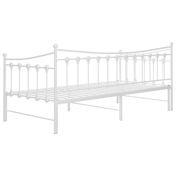 vidaXL Utdragbar sängram bäddsoffa vit metall 90x200 cm Vit