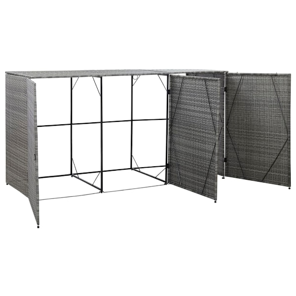 vidaXL Trippelt skjul för soptunnor antracit 229x78x120cm konstrotting Antracit