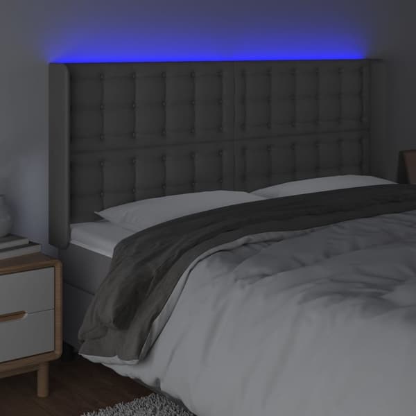 vidaXL Sänggavel LED grå 163x16x118/128 cm konstläder Grå