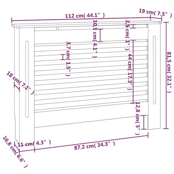 vidaXL Elementskydd svart 112x19x81,5 cm MDF Svart