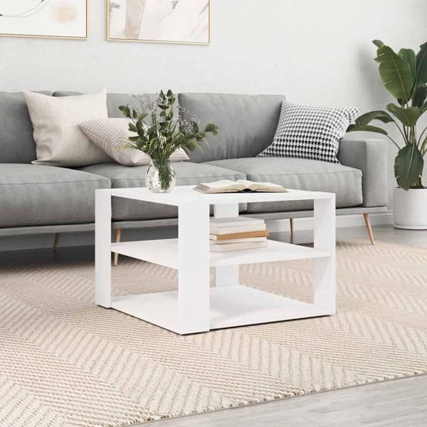 vidaXL Soffbord vit 58x58x40 cm konstruerat trä Vit