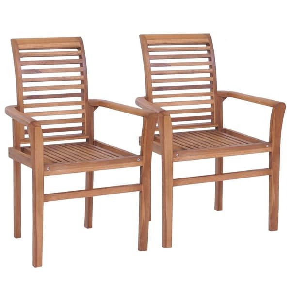 vidaXL Matstolar 2 st med gröna dynor massiv teak Grön