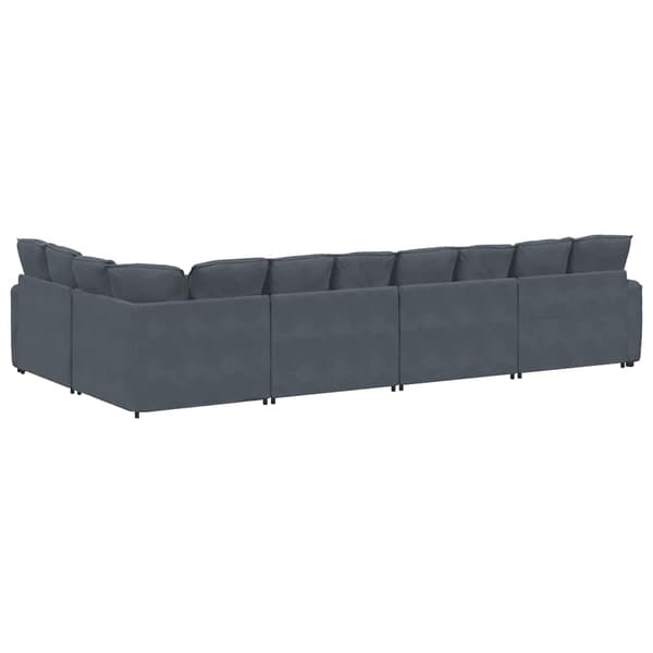 vidaXL Modulsoffa med dynor sammet mörkgrå Grå