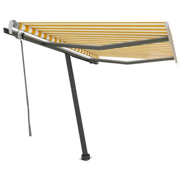 vidaXL Markis manuellt infällbar med LED 300x250 cm gul och vit Gul