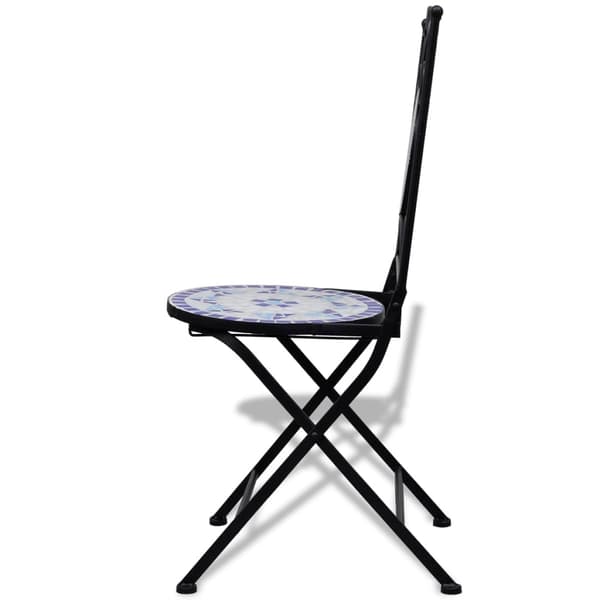 vidaXL Cafébord i mosaik 60 cm med 2 stolar blå/vit Blå